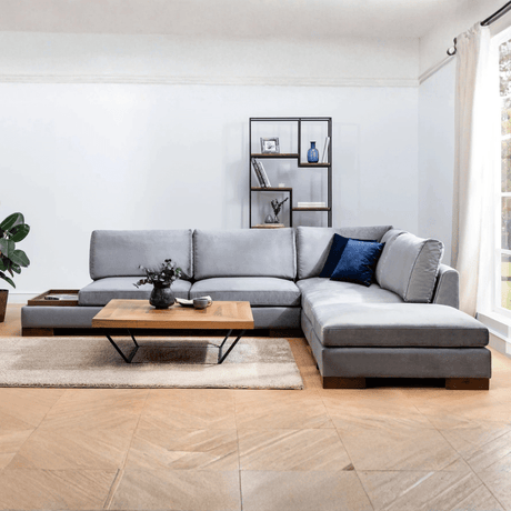 Hoekbank Rechts Tulip Donker Grijs - Met Hocker