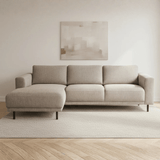 Moderne Hoekbank Links Taupe Stof Aniko met Chaise Longue 238x142x78 cm