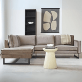 Hoekbank champagne taupe velvet losse kussens Quinn - links