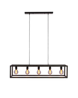 Hanging lamp Tibor 5-light metal black