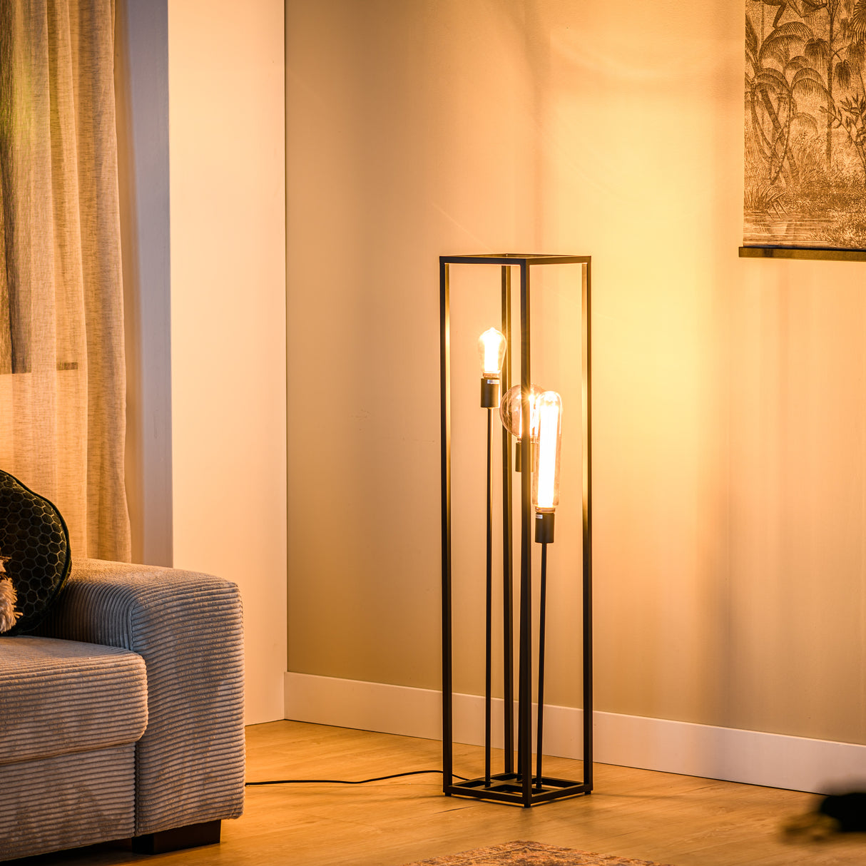 Floor lamp Tibor 3-light metal black