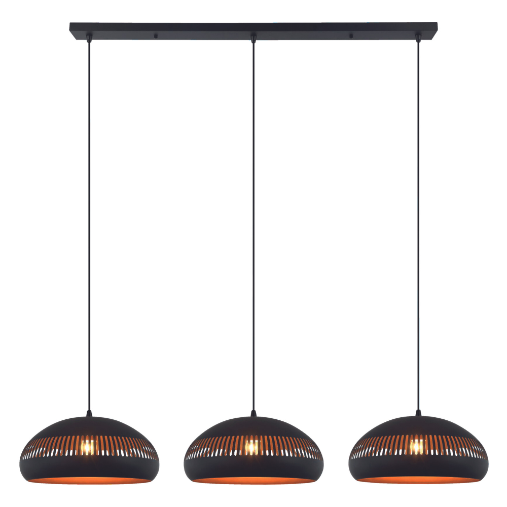 Hanging lamp Indy 3-light metal black