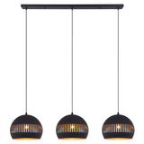 Hanging lamp Indy 3-light half round metal black
