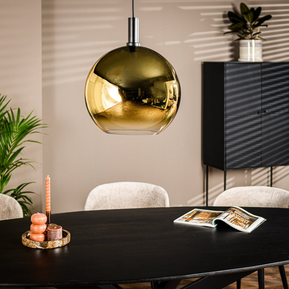 Hanglamp Nala 1-lichts glas goud