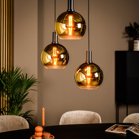 Hanglamp Nala 3-lichts getrapt glas goud