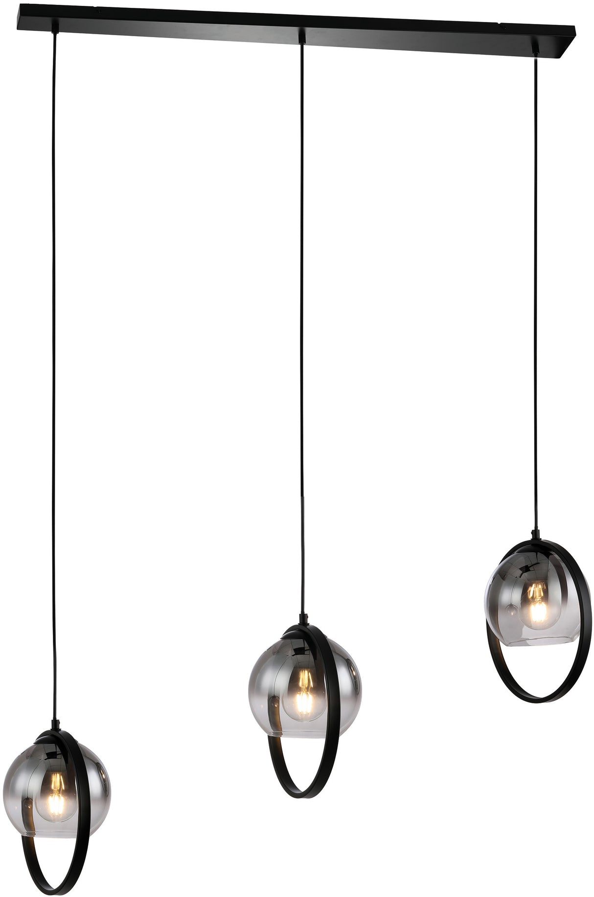 Hanglamp Elif 3-lichts metaal smoke glas