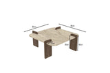 Afrolli salontafel travertinlook walnoot 90x90 Travertinlook en walnoot Met melamine gecoat houtcomposiet
