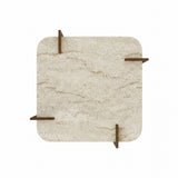 Afrolli salontafel travertinlook walnoot 90x90 Travertinlook en walnoot Met melamine gecoat houtcomposiet