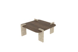 Afrolli salontafel walnoot travertin 90 x 90 cm Walnoot, travertin Gemelamineerd hout