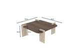 Afrolli salontafel walnoot travertin 90 x 90 cm Walnoot, travertin Gemelamineerd hout