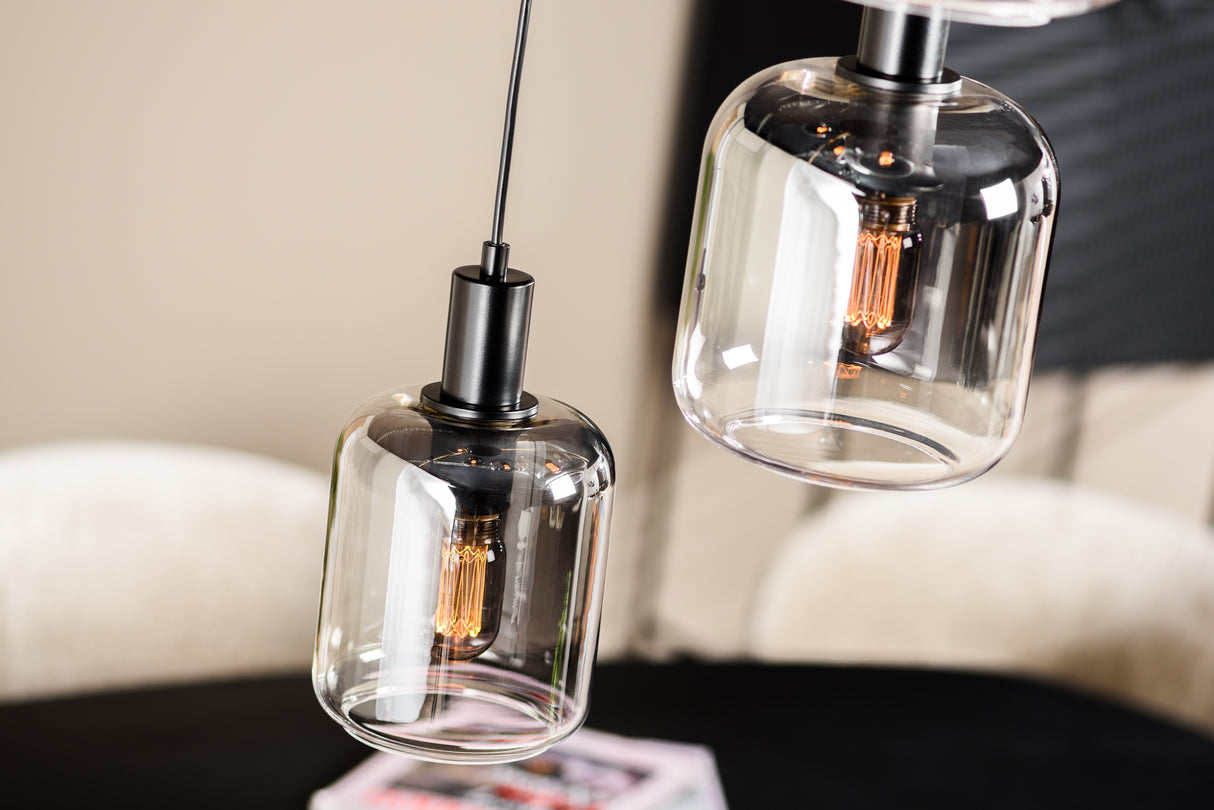 Lampe suspendue Tyra 5 lumières verre fumé