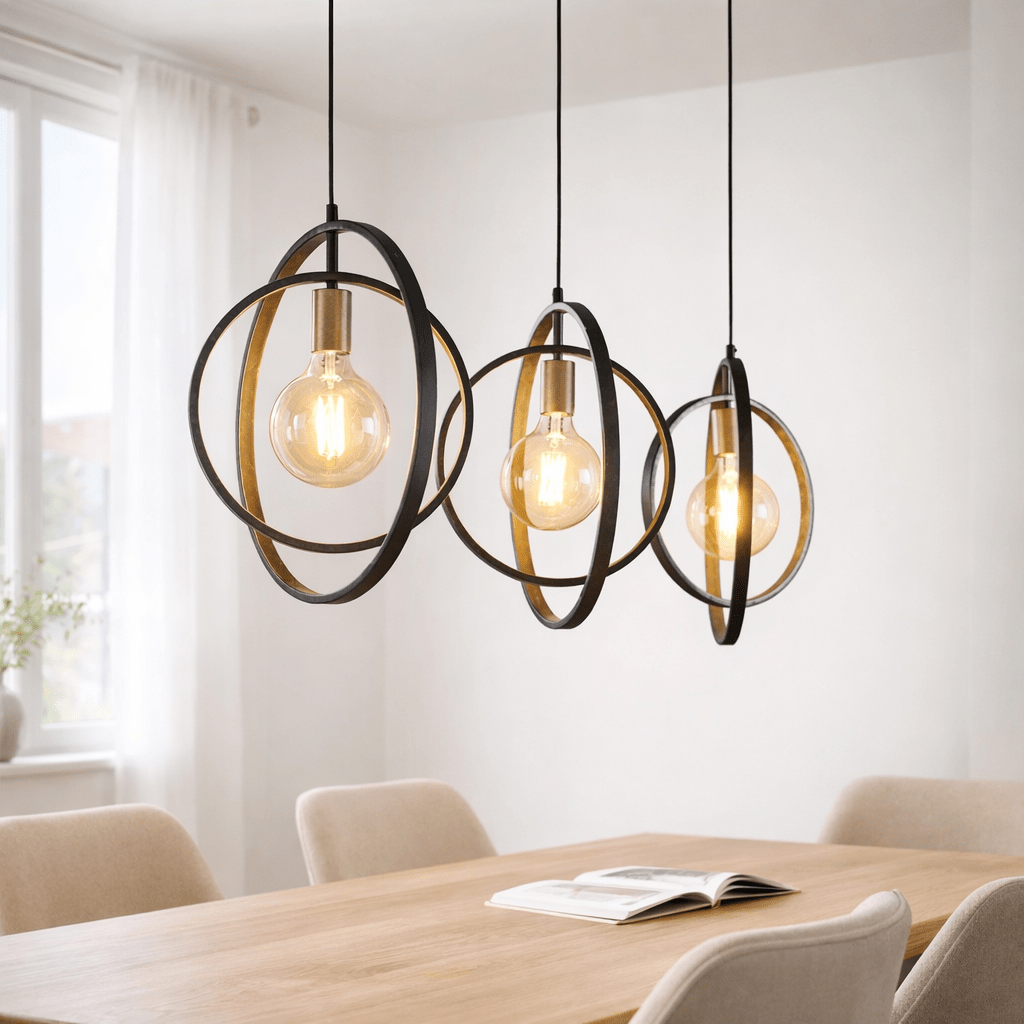 Hanglamp Industrieel - zwart -rond metaal - Otan 3-lichts