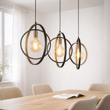 Hanglamp Industrieel - zwart -rond metaal - Otan 3-lichts