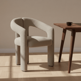 Design Eetkamerstoel Zandkleur Bouclé Maro - Volledig Stof