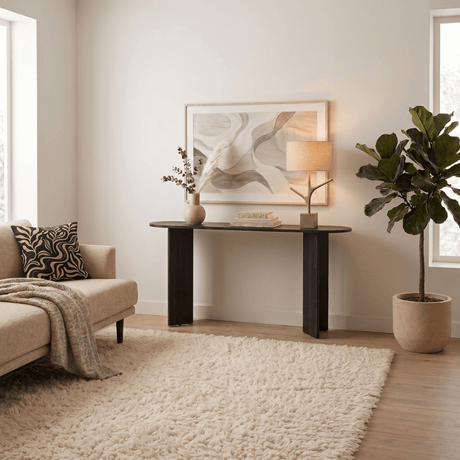 Sidetables - Ovale sidetable zwart melamine 150x35 cm - Sota - Dimehouse