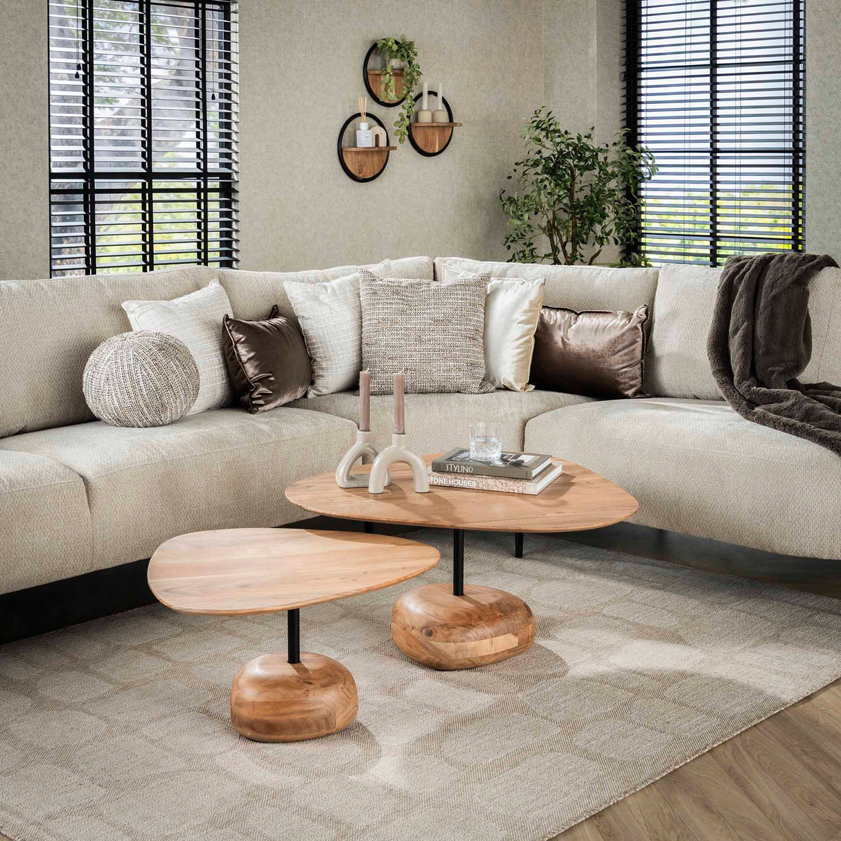 Salontafel set van 2 Mosi Organisch Acaciahout Naturel