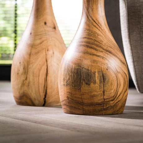 Acacia Druppel Bijzettafel Set van 2 30x30x45 cm