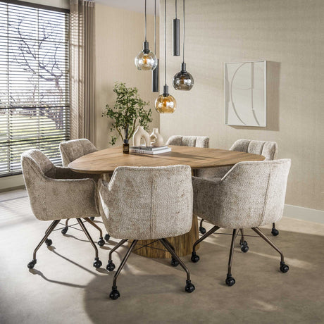 Eettafel driehoekig zandkleur mangohout Sue 150 cm