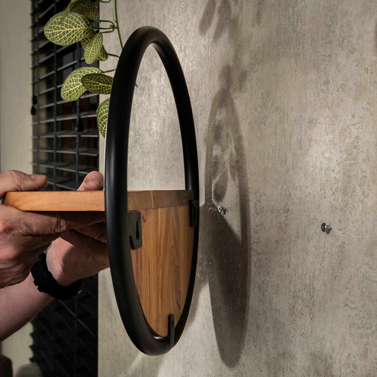 Wandplank Rond Ø35 Massief Acaciahout set van 3