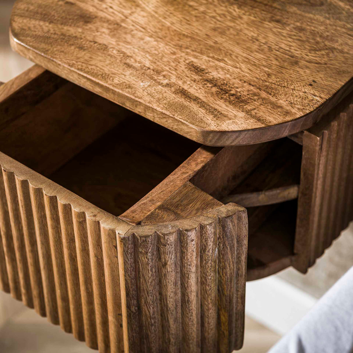 Zwevend Nachtkastje Mangohout Zand 1 Lade