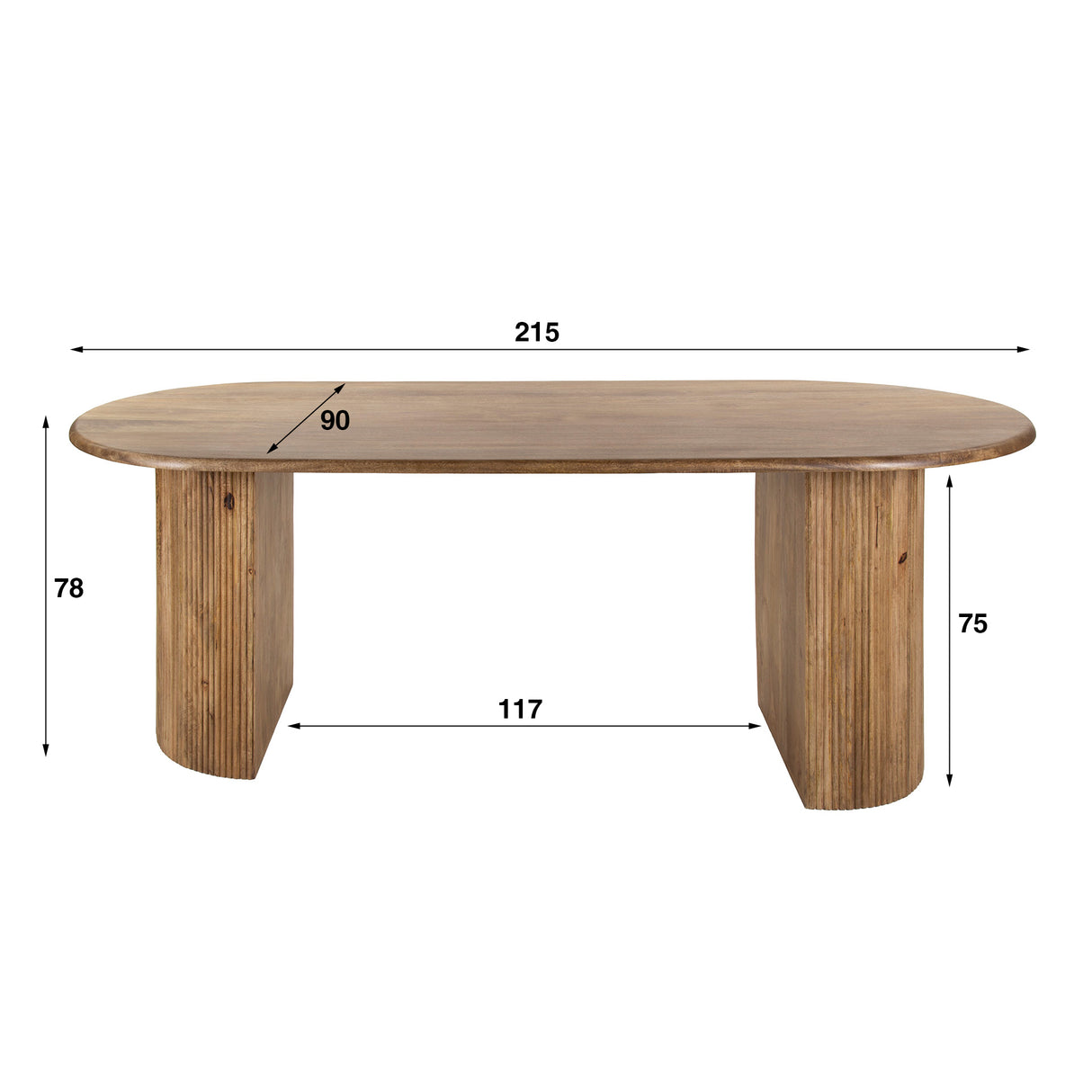 Eettafel Maria mangohout bruin 215x90 cm