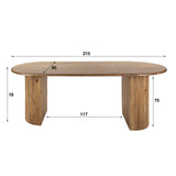 Eettafel Maria mangohout bruin 215x90 cm