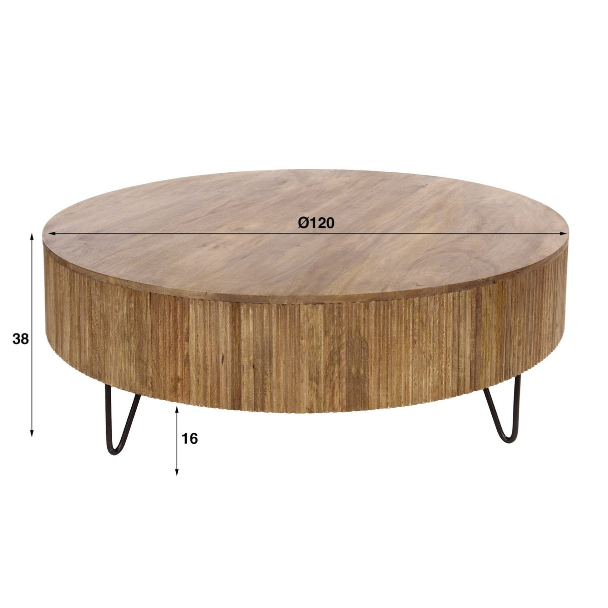 Ronde Salontafel Lio Mangohout Ø120 cm Zandkleur