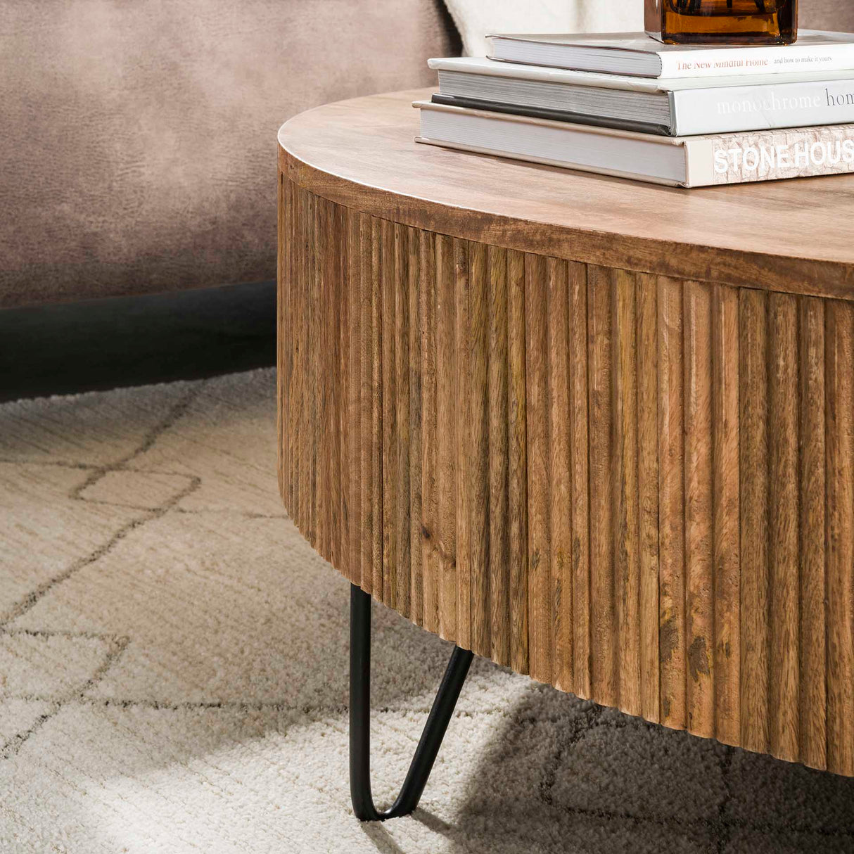 Ronde Salontafel Lio Mangohout Ø120 cm Zandkleur