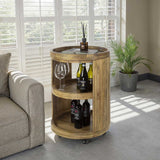 Bartrolley met wielen Lio mangohout zandkleur