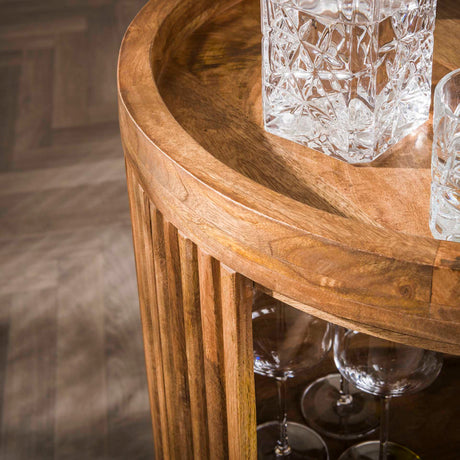 Bartrolley met wielen Lio mangohout zandkleur