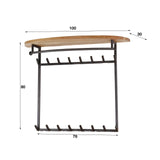 Wall coat rack River with board and 16 hooks Acaciahout metal
