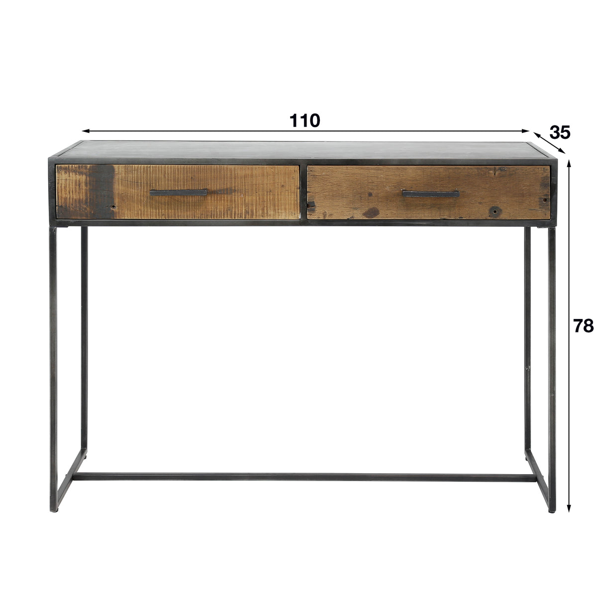 Industrial Sidetable Charlie Hout Metal 2 drawers