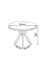 Mos eettafel marmerlook ovaal 90 cm Wit marmerlook met chroom 100% gelakt paneel
