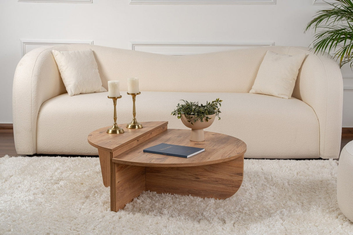 Ronde Salontafel Atlantisch Dennenhout Getrapt Melamine 90 cm Orin