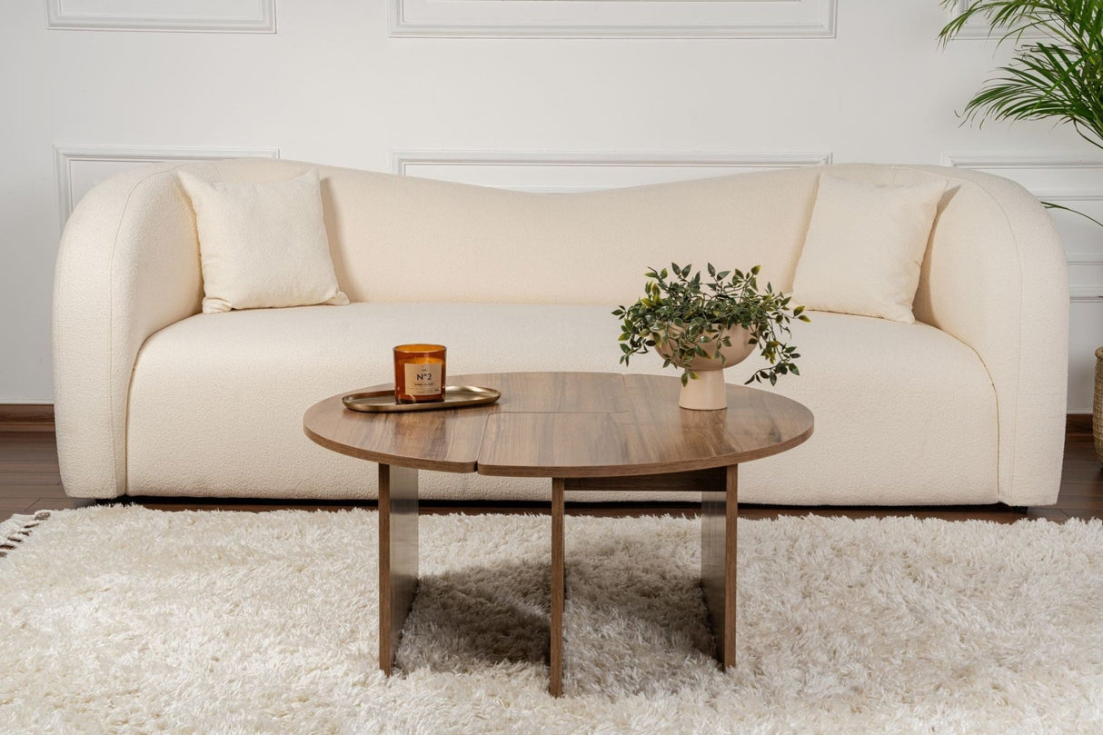 Ronde Salontafel Moari Walnoot Melamine 90 cm