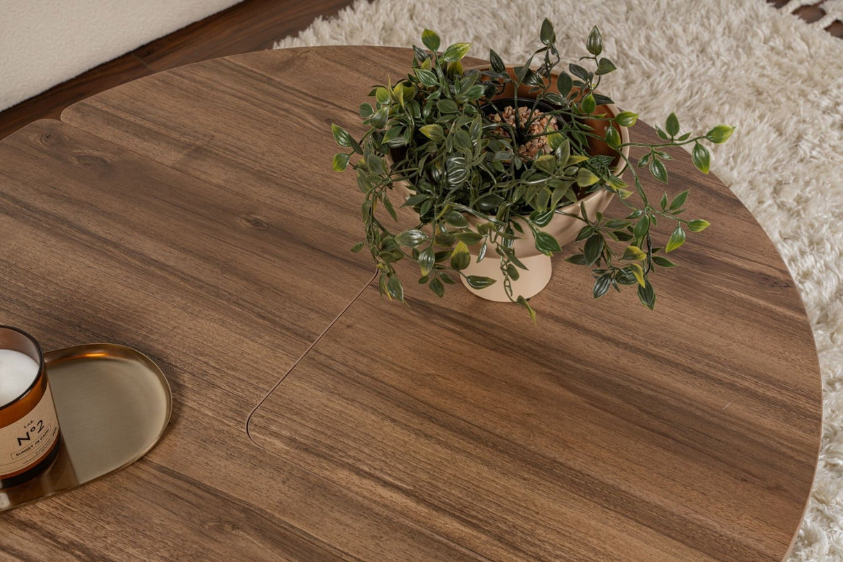 Ronde Salontafel Moari Walnoot Melamine 90 cm