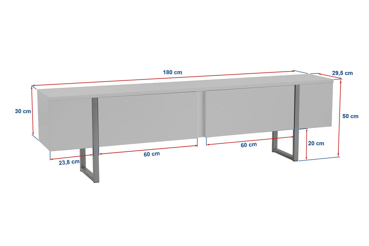 TV Meubel Serenity Walnoot Zwart 180x29.5x50 cm Walnut Black Melamine
