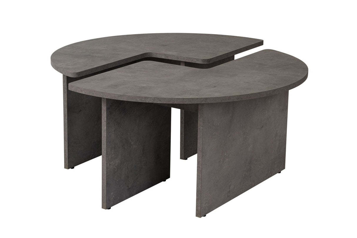 Ronde Salontafel Moari Beton Look Grijs Melamine 90 cm