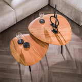 Organic coffee table Elvie set of 2 triangle acacia wood