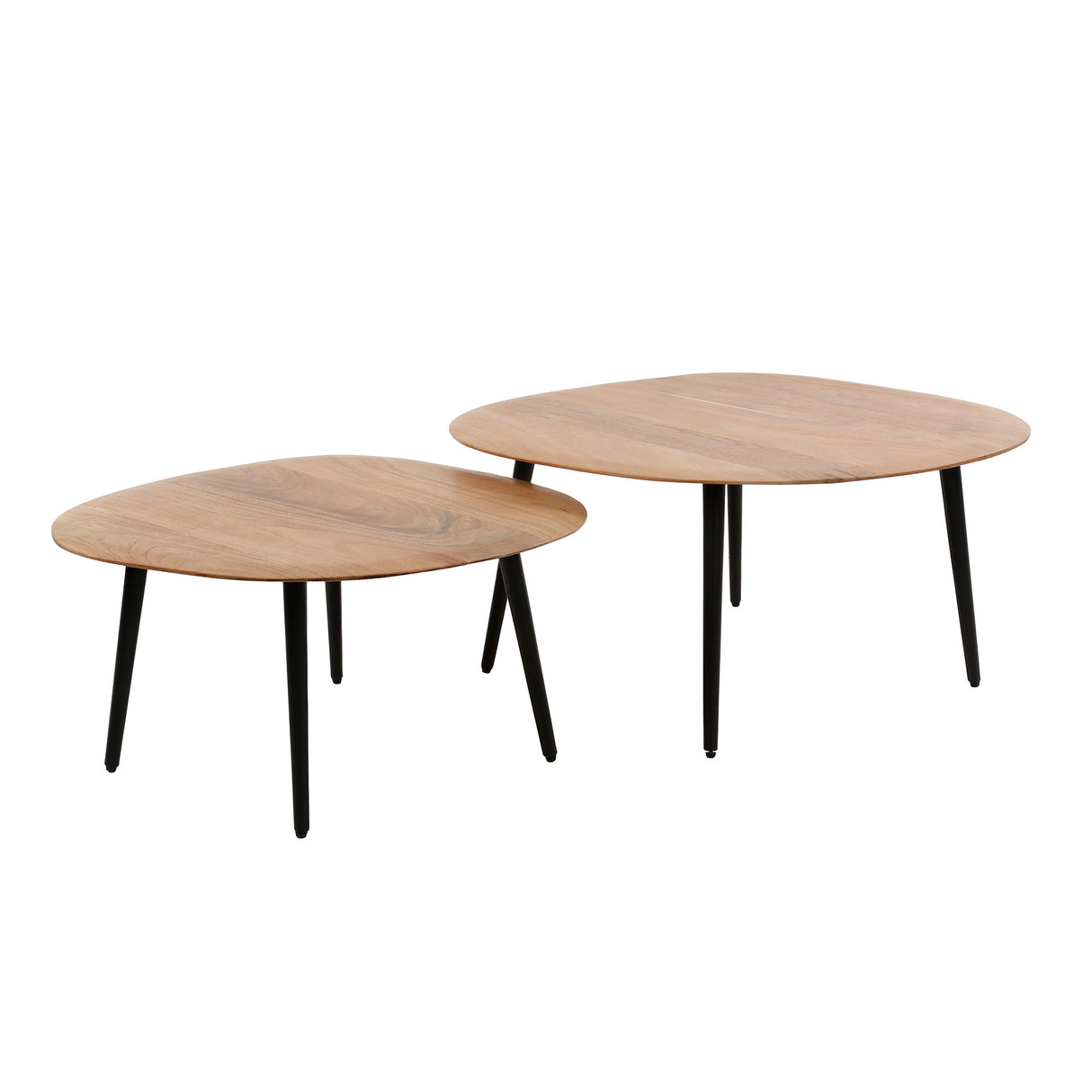 Organic coffee table Elvie set of 2 pebble -shaped acacia wood