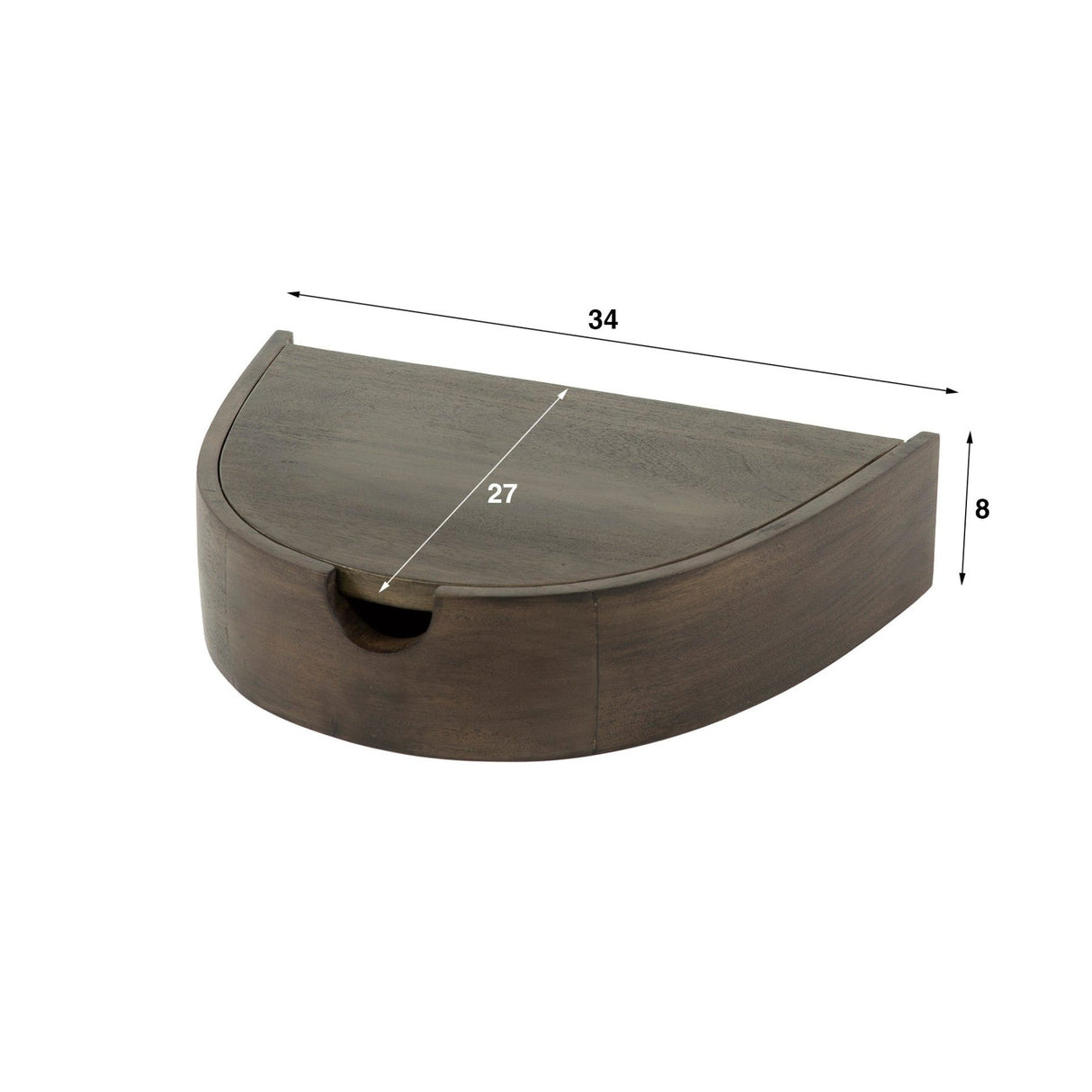 Zwevende Halfronde Nachtkastjes Set 2 Acacia