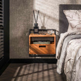 Floating bedside table Industrial Naomi Acaciahout Open compartment