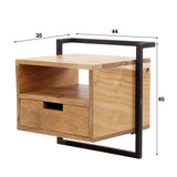 Floating bedside table Industrial Naomi Acaciahout Open compartment
