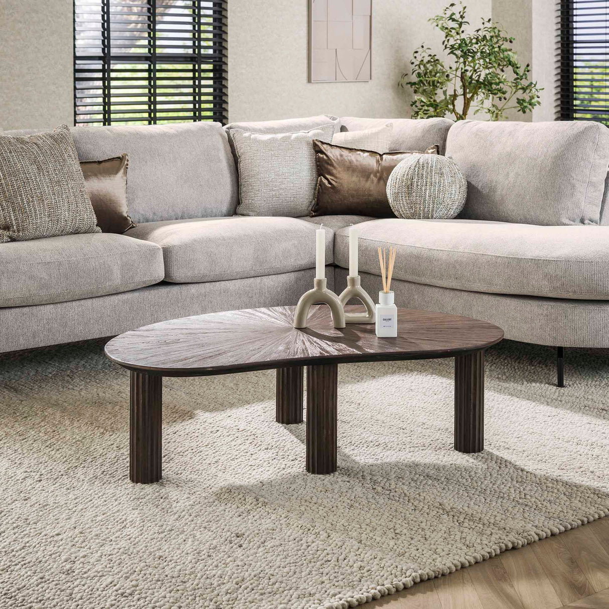 Salontafel Myla Organisch Teakhout Bruin 110 cm