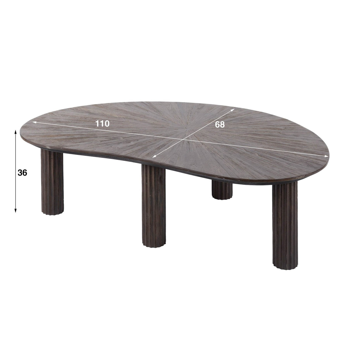 Salontafel Myla Organisch Teakhout Bruin 110 cm