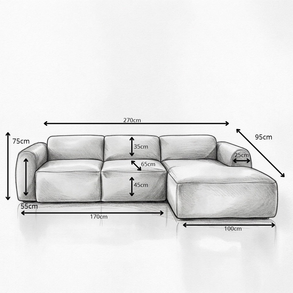 Banken-Hoekbank taupe chenille stof - 292x170 cm - Shane - rechts-Dimehouse