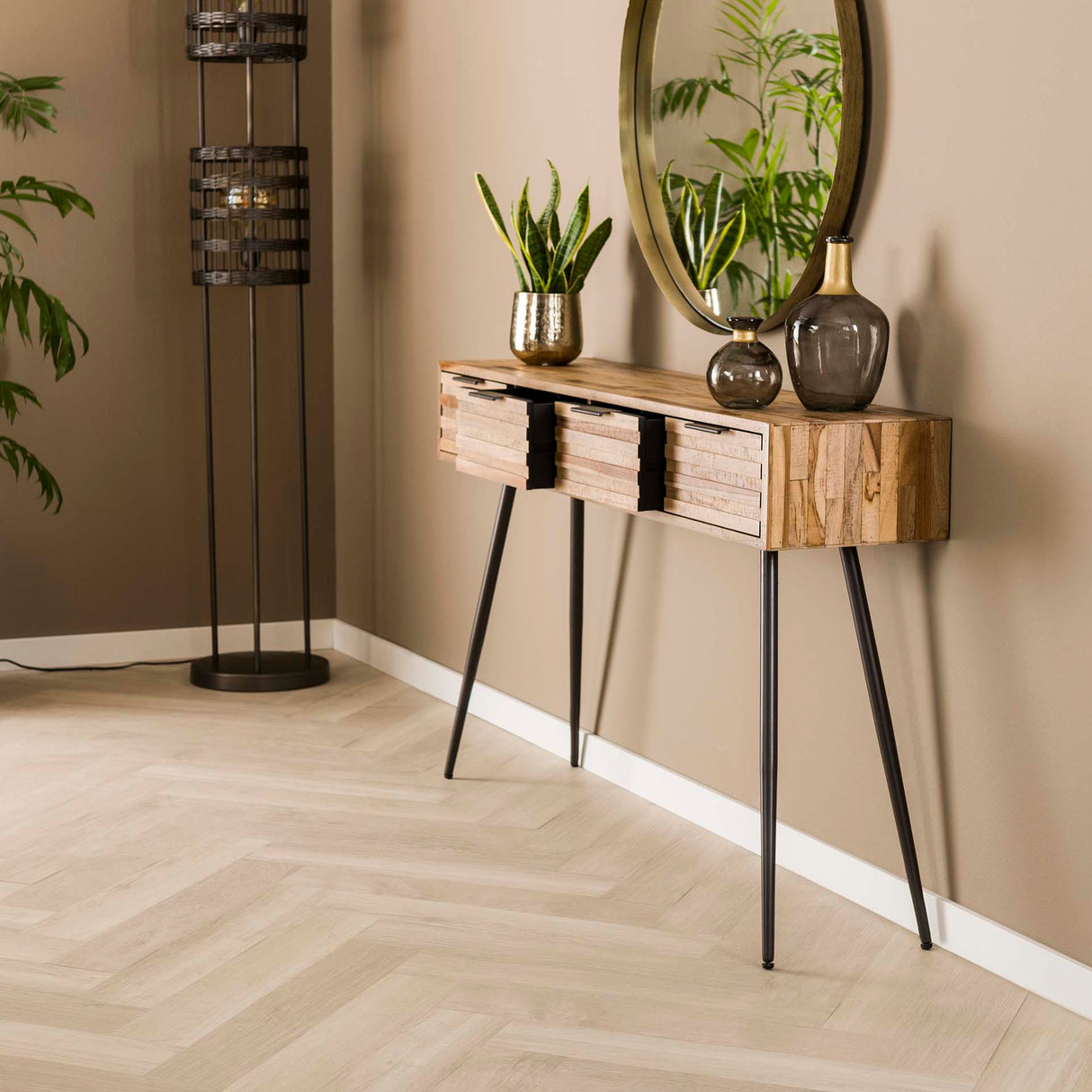 Bosco Haltafel Massief Teak Verweerd 120x30x76 cm