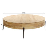 Ronde salontafel Caro acaciahout Ø120 cm naturel