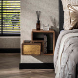 Solano Set van 2 Nachtkastjes Massief Mango Zand Brass