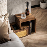 Solano Set van 2 Nachtkastjes Massief Mango Zand Brass